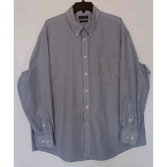 Lauren Ralph Lauren Black Label Size XXL Blue/White Striped Button Up Shirt - Picture 1 of 7